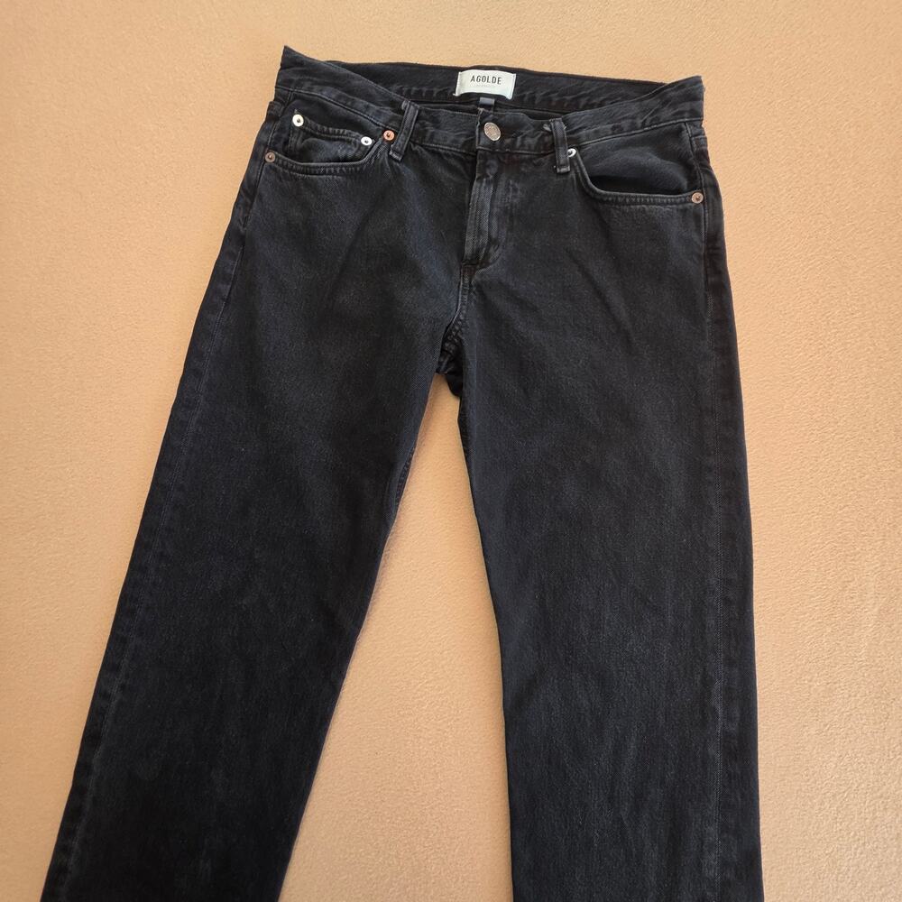 AGOLDE Amber Low-Rise Straight-Leg Black Jeans Sz 28